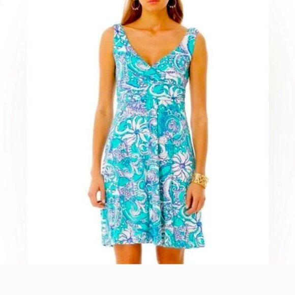 Lilly Pulitzer Shianne Seafoam Green MontaukStrecth Jersey Dress Sz.M - Picture 2 of 9